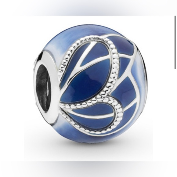 Pandora Jewelry - Authentic Pandora Retired ‘Blue Butterfly Wing’ S925 Ale Blue White Enamel Charm